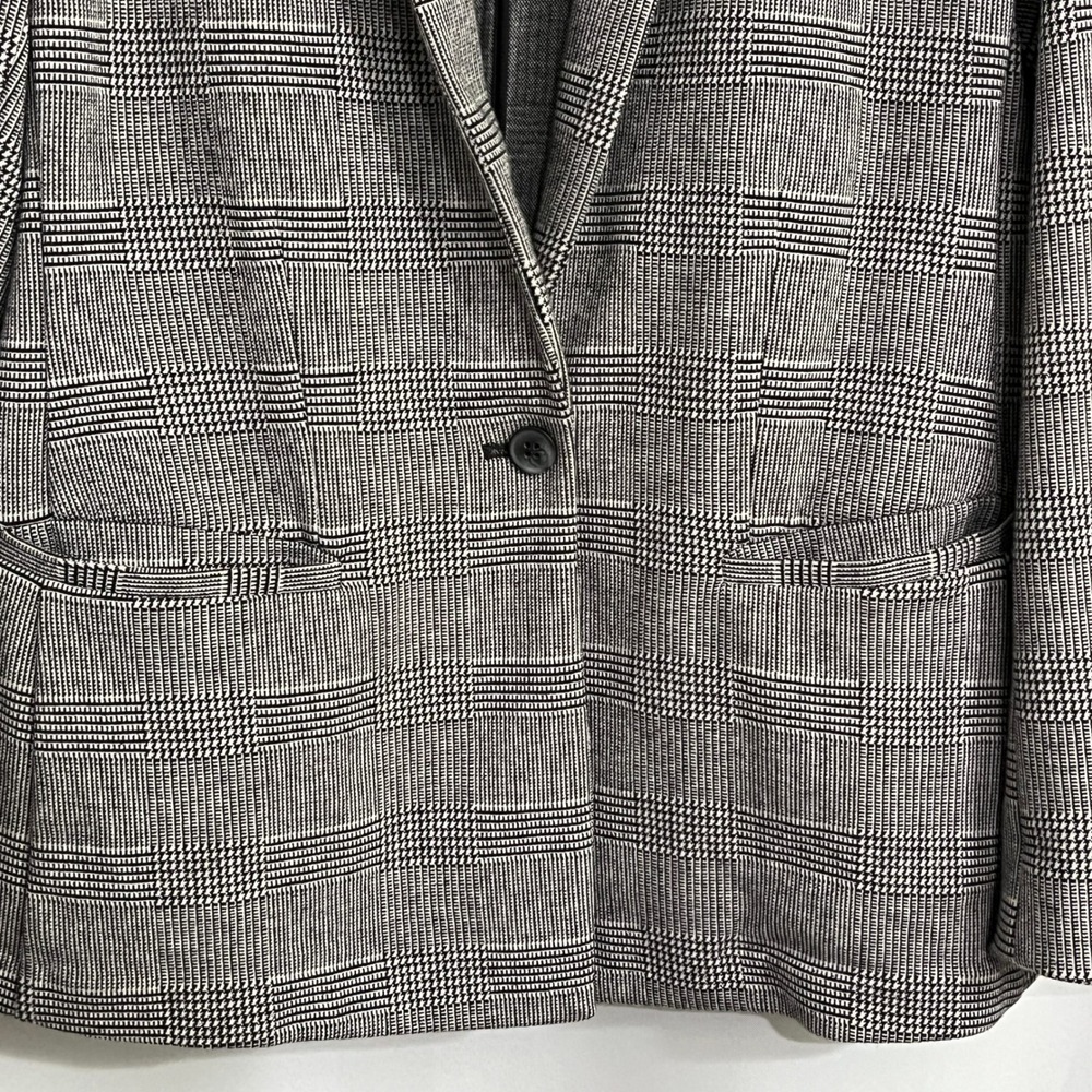 Old Navy Blazer Womens L Black White Glen Plaid Single Button Academia Office - Picture 7 of 13